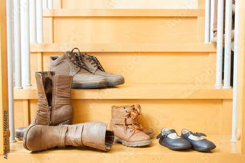 pairs of shoes in home