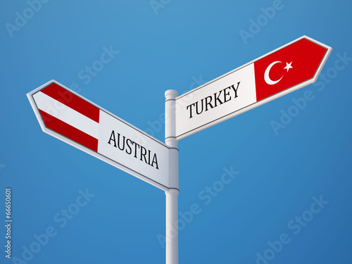 Turkey Austria Sign Flags Concept