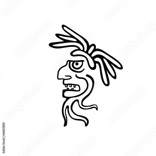 Face in style of Maya Indians  vector illustration