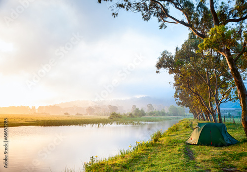 Camping by a river