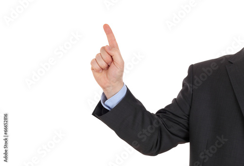 Businessman point up with a finger