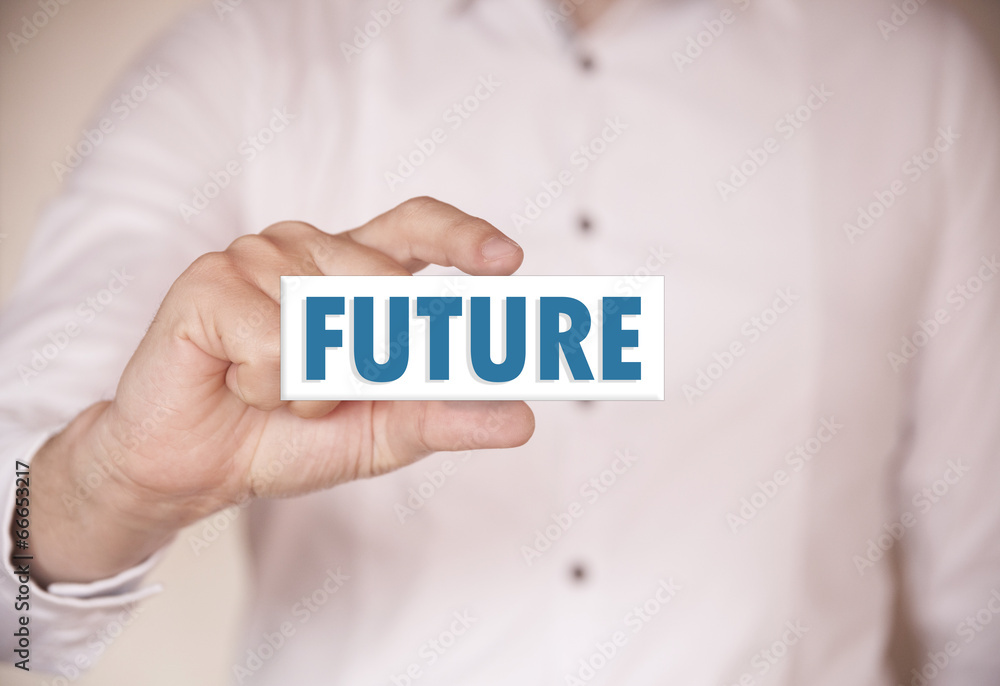 Man holding a word: Future Man holding a word: Future