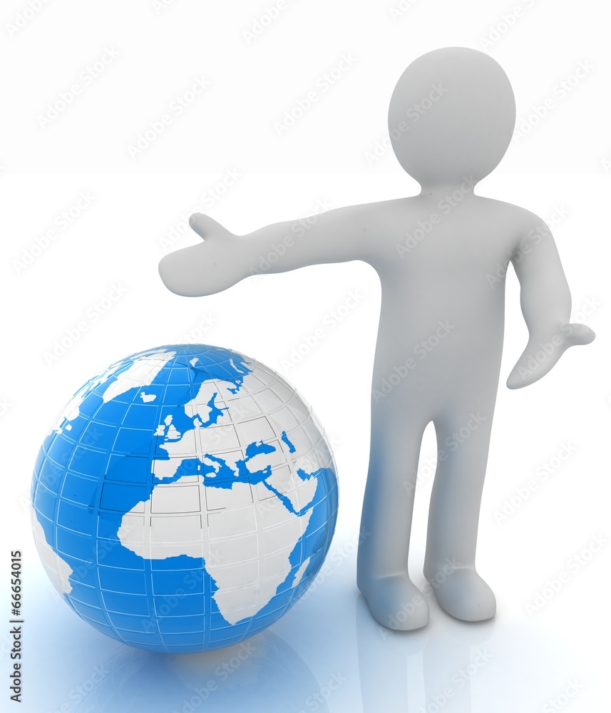 3d people - man, person presenting - pointing. Global concept wi 3d people - man, person presenting - pointing. Global concept wi