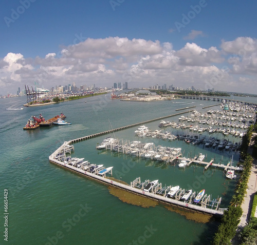 Aerial view of Miami marina