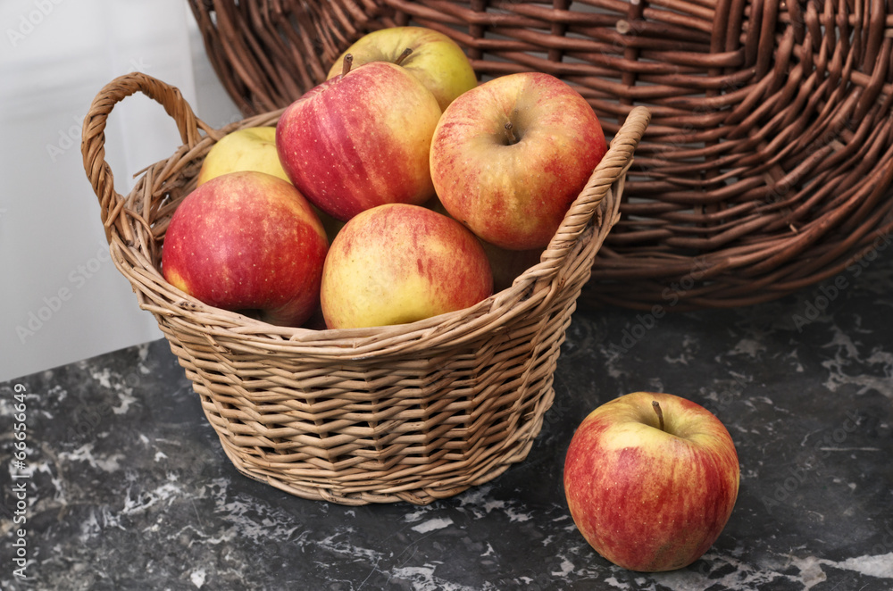Wicker Basket of Ripe Apples Wicker Basket of Ripe Apples