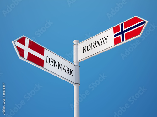 Norway Denmark Sign Flags Concept