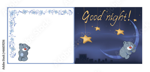 Bear cub and the moon postcard