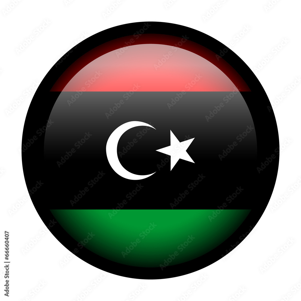 Flag button illustration with black frame - Libya Flag button illustration with black frame - Libya