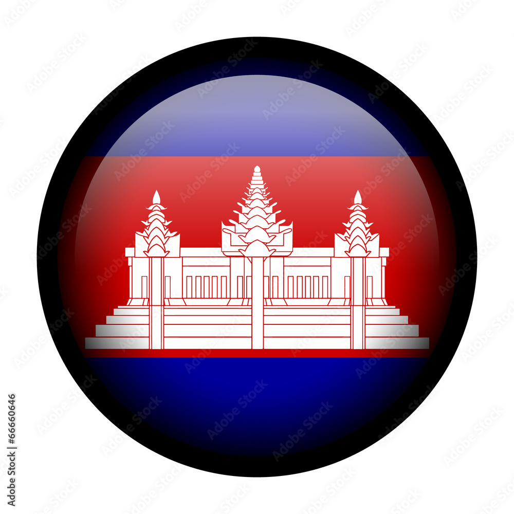 Flag button illustration with black frame - Cambodia