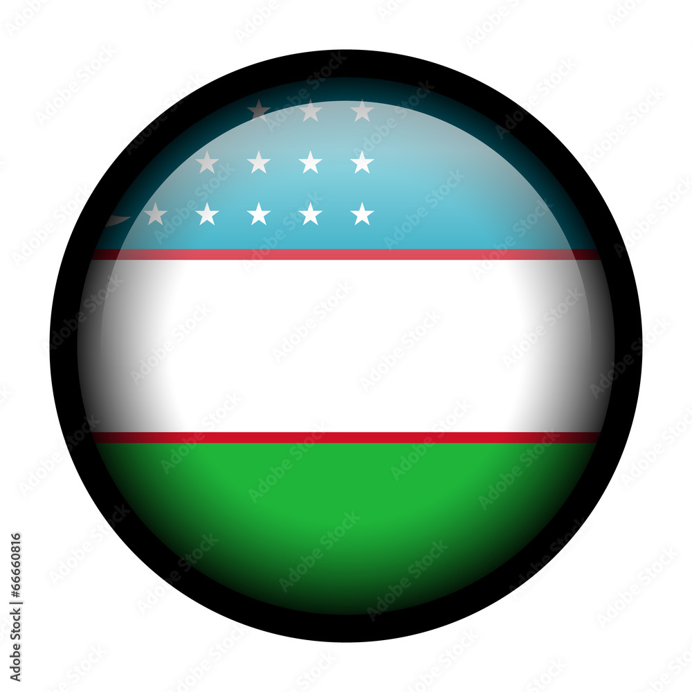 Flag button illustration with black frame - Uzbekistan Flag button illustration with black frame - Uzbekistan
