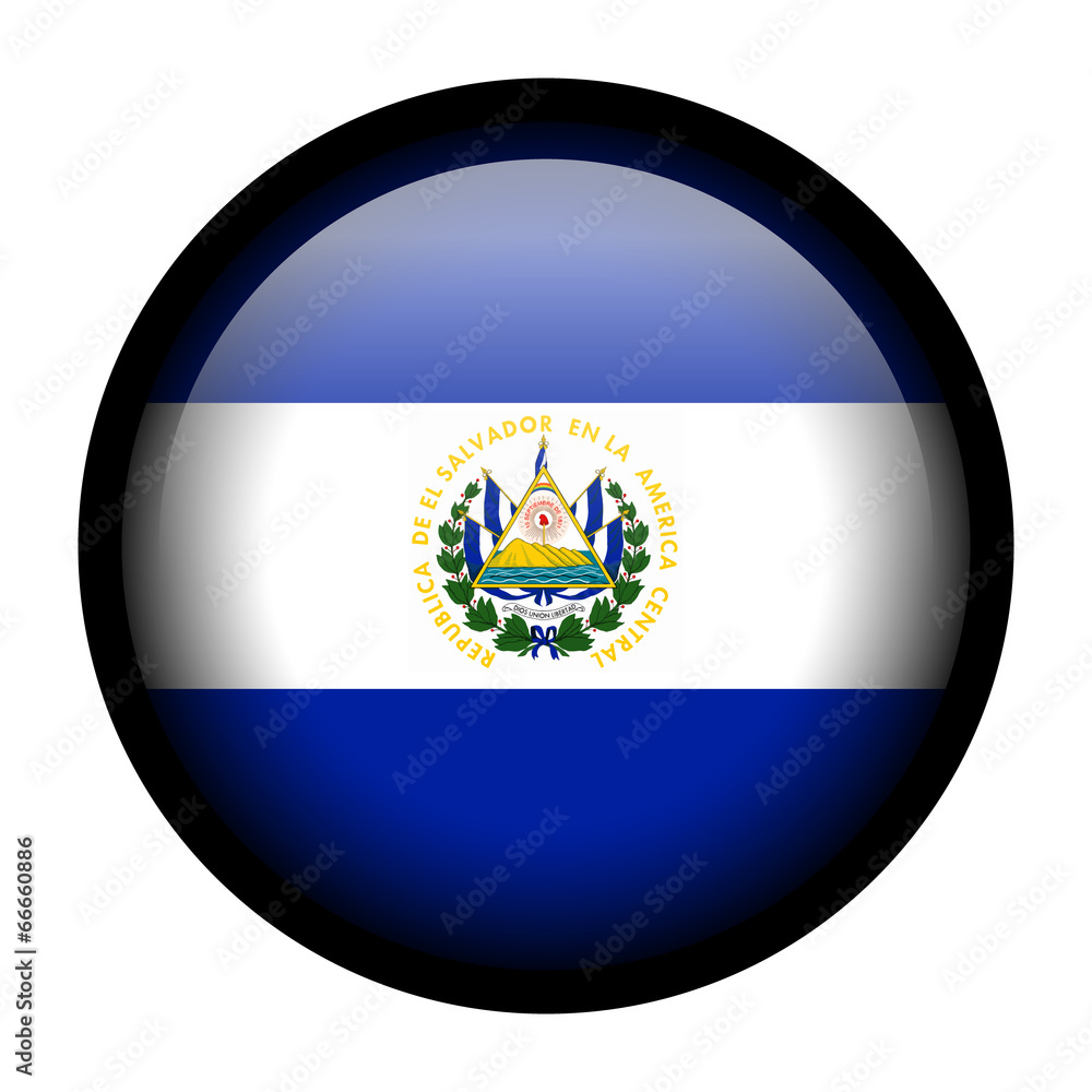 Obraz premium Flag button illustration with black frame - El Salvador