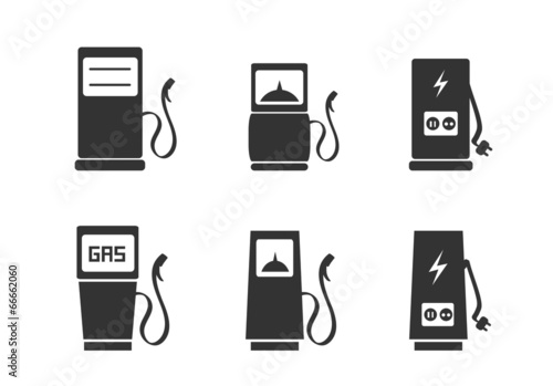 Charging station icons set