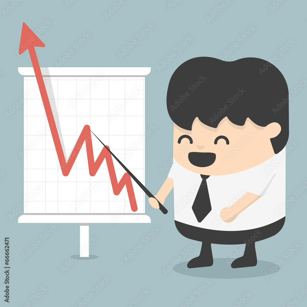 Businessman with business growing graph Businessman with business growing graph