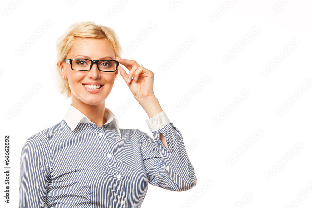 Smiling Business woman with glasses. on white background. Smiling Business woman with glasses. on white background.
