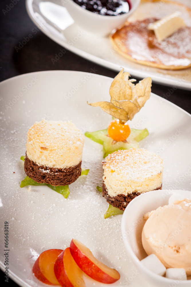 Gourmet coffee blanc mange with gooseberry Gourmet coffee blanc mange with gooseberry