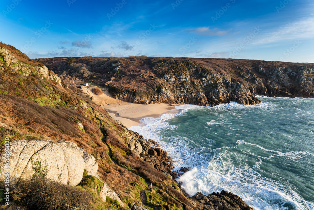 Porthcurno Beach in Cornwall Porthcurno Beach in Cornwall