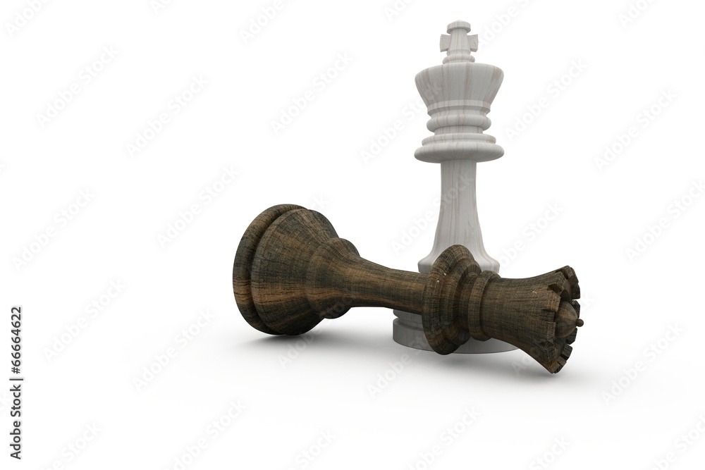 White king standing over fallen black queen White king standing over fallen black queen