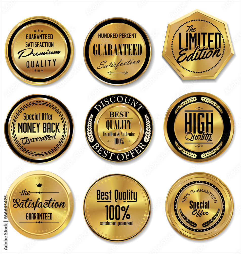 Golden metal badges Golden metal badges