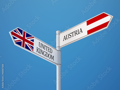 United Kingdom Austria Sign Flags Concept