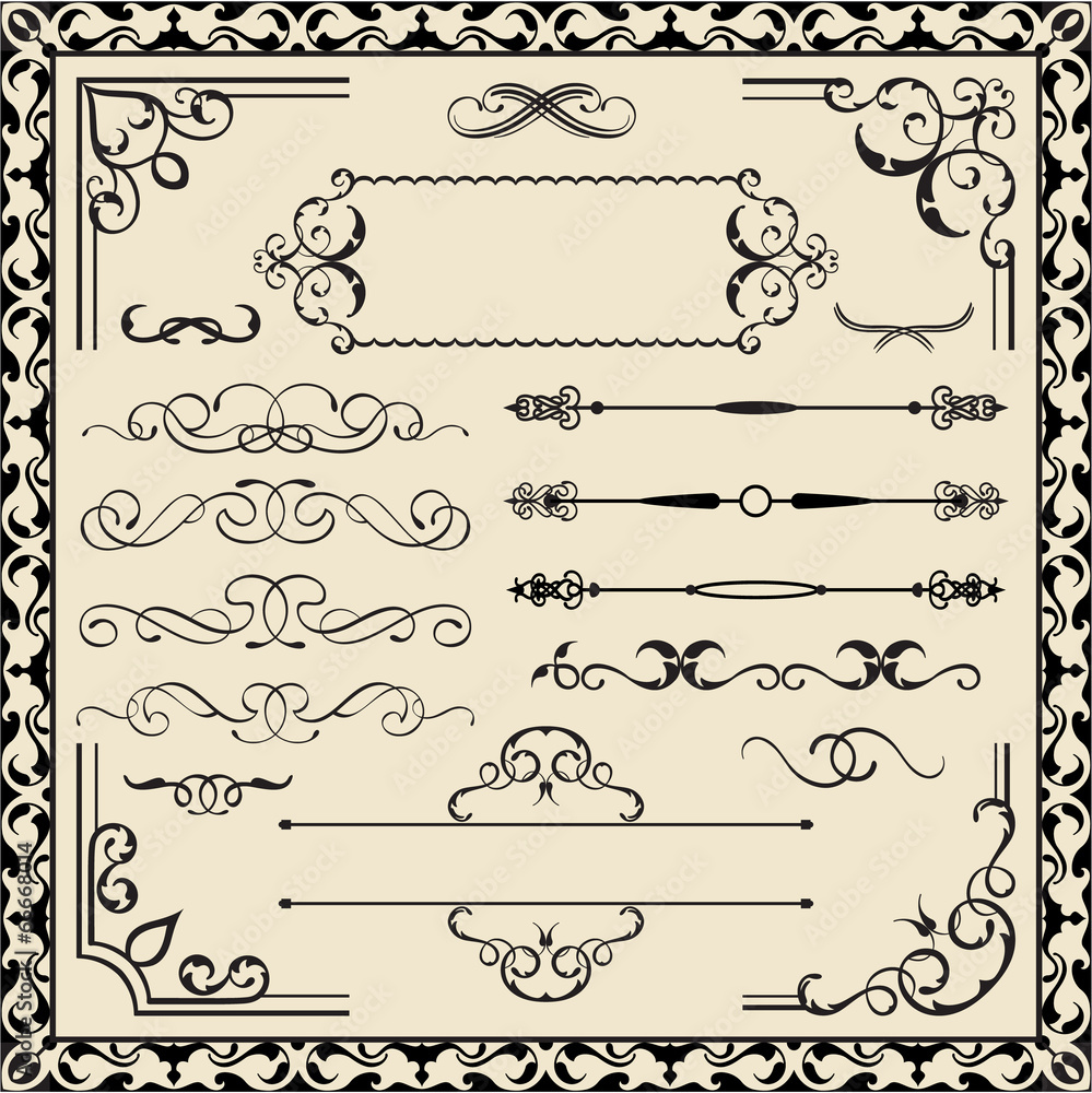Set of calligraphy ornate elements Set of calligraphy ornate elements