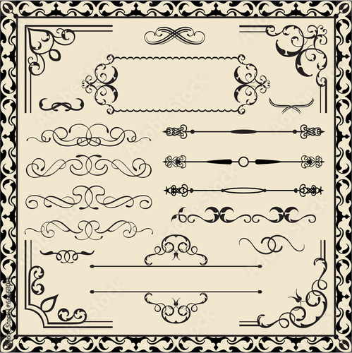 Set of calligraphy ornate elements