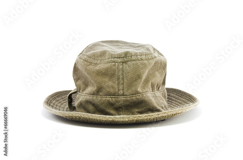 Green bucket hat isolated on a white background