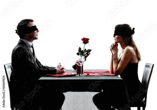couples lovers blind date dating dinner silhouettes photo