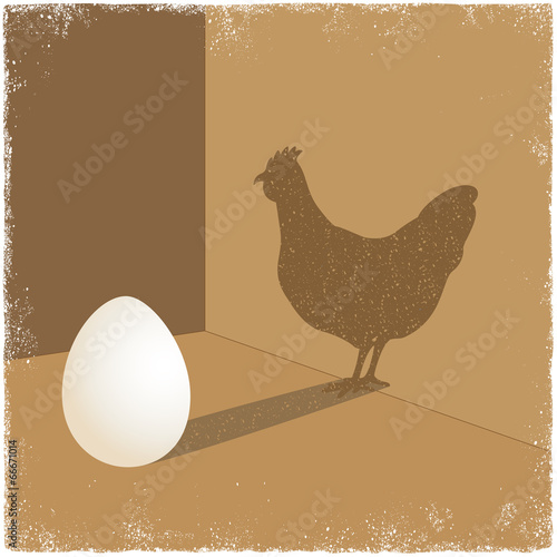 Egg casting shadow of chicken