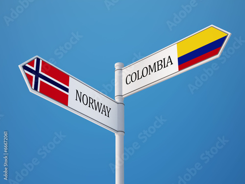 Norway Colombia Sign Flags Concept