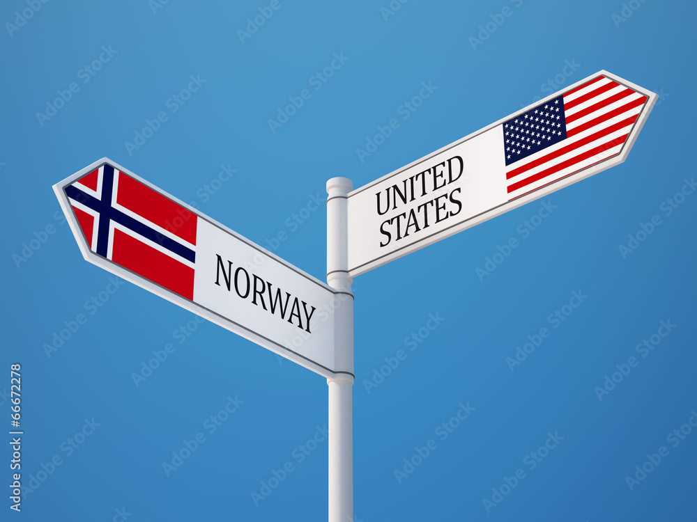 Norway United States  Sign Flags Concept