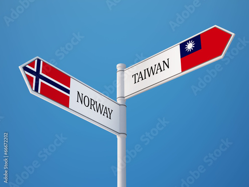 Norway Taiwan Sign Flags Concept