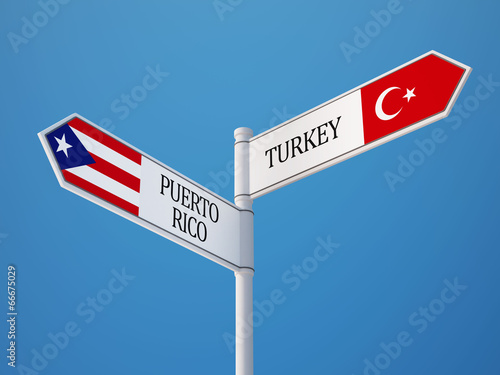 Puerto Rico Turkey Sign Flags Concept