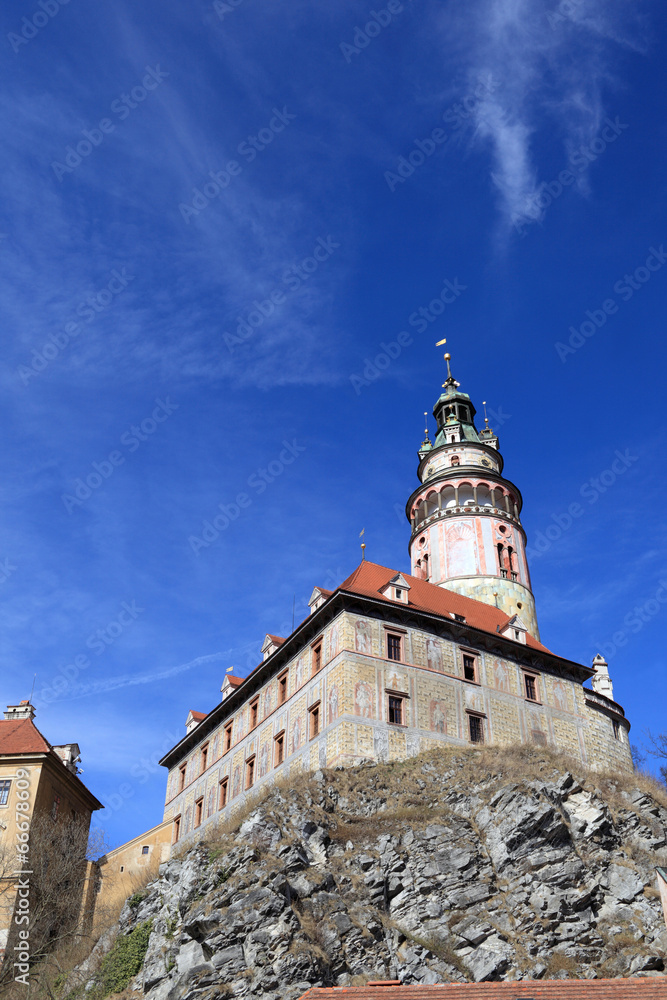 Landscape of Cesky Krumlov Castle from the bottom