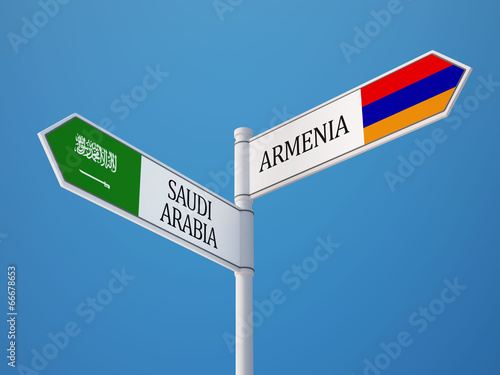 Saudi Arabia Armenia Sign Flags Concept