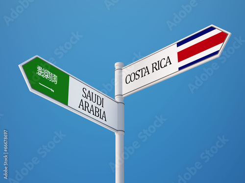 Saudi Arabia Costa Rica. Sign Flags Concept