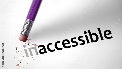 Eraser changing the word Inaccessible for Accessible photo