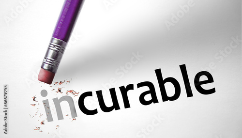 Eraser changing the word Incurable for Curable photo