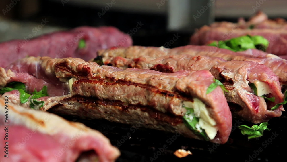 Meat fried on a grill.Pork steak, grilled on an open fire. Meat fried on a grill.Pork steak, grilled on an open fire.