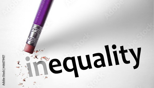Obraz na płótnie Eraser changing the word inequality for equality