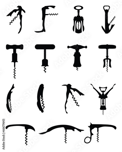 Black silhouette of corkscrew 2, vector illustration