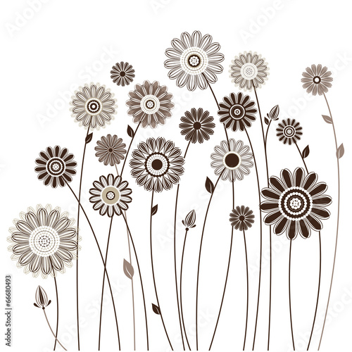 floral card, bouquet of stylized flowers