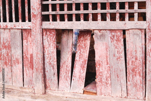 Old red wooden wall. Bandipur-Nepal. 0462 photo