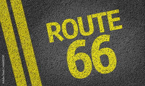 Route 66 written on the road photo