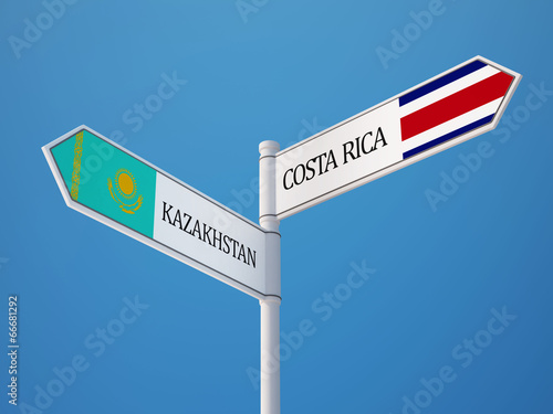 Kazakhstan Costa Rica. Sign Flags Concept