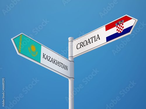 Kazakhstan Croatia. Sign Flags Concept