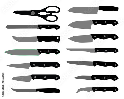 Black silhouettes of  knives, vector