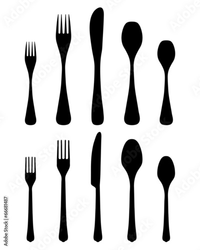 Black silhouettes of cutlery, vector