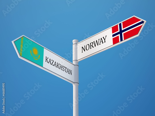 Kazakhstan Norway Sign Flags Concept