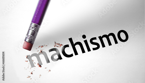 Eraser deleting the word Machismo photo