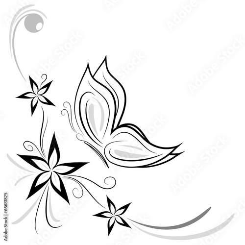 fiorellini stilizzati e farfalla decorazione